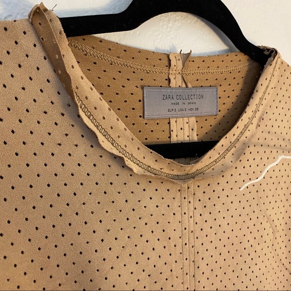 ZARA Suede Scoop Neck Top - Picture 4 of 8